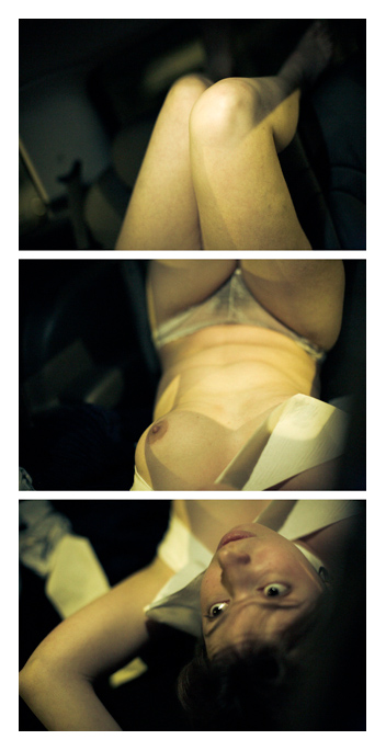 Camille - Reverse in a car Triptych by Tom Spianti