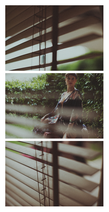 Sara - hidden behind the blinds triptych by Tom Spianti