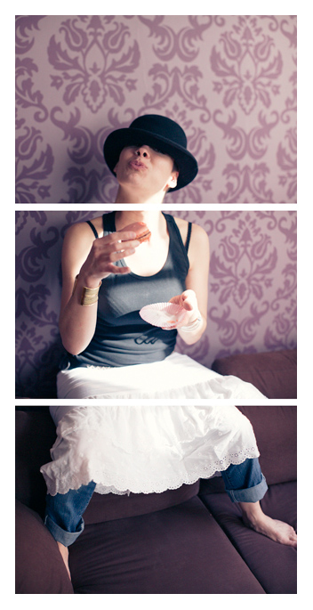 Heloise - Hat and Macaroon Triptych by Tom Spianti